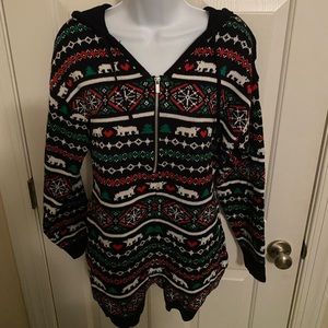 Joyland Womens Christmas Romper Hoodie L/S Drawstring Cute Lounger Gift MED